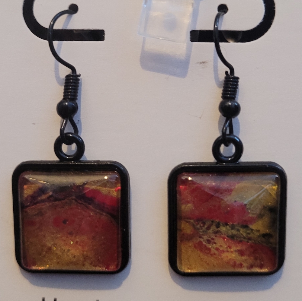 Handpainted glass earrings